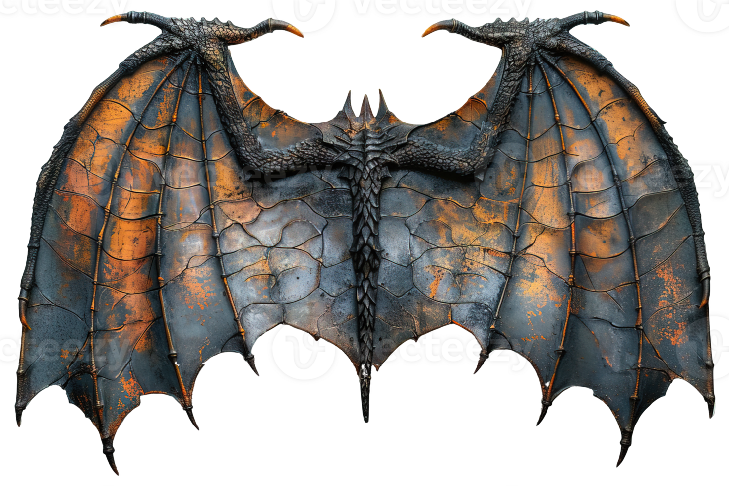 realistic dragon wings isolated on transparent background , png