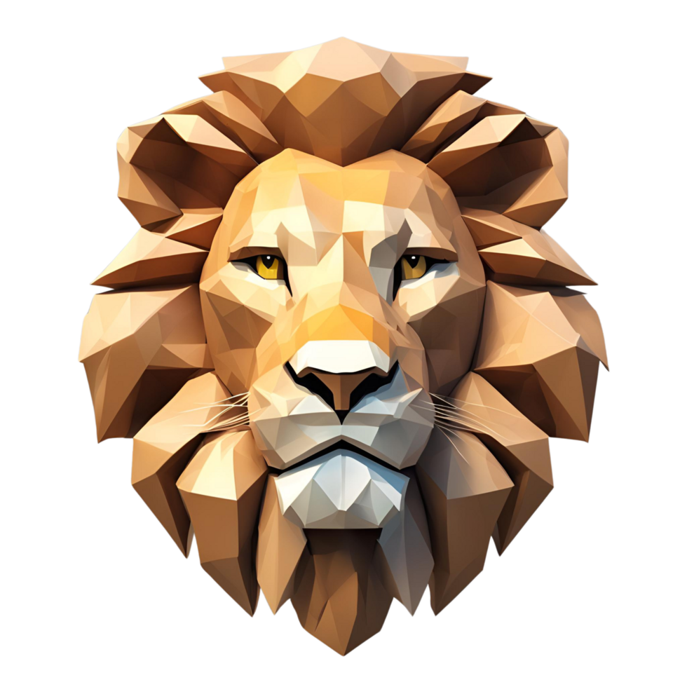 3D rendered Lion face in Low poly effect png