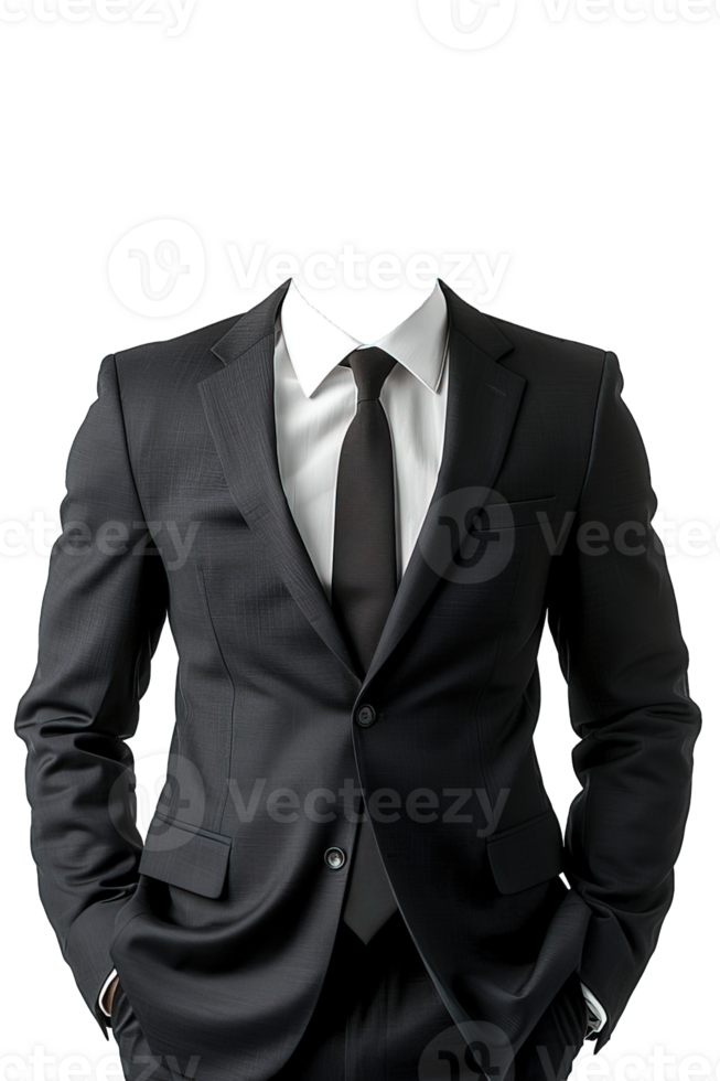 black tuxedo suit mockup on transparent background , png