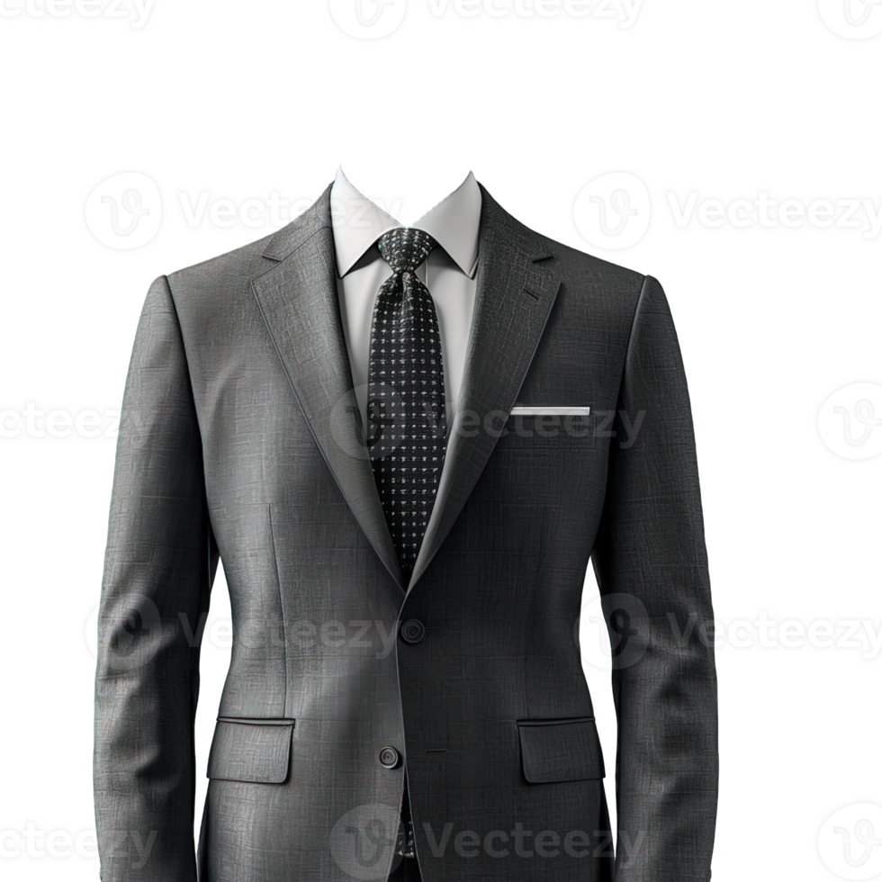 gray tuxedo suit mockup on transparent background , png