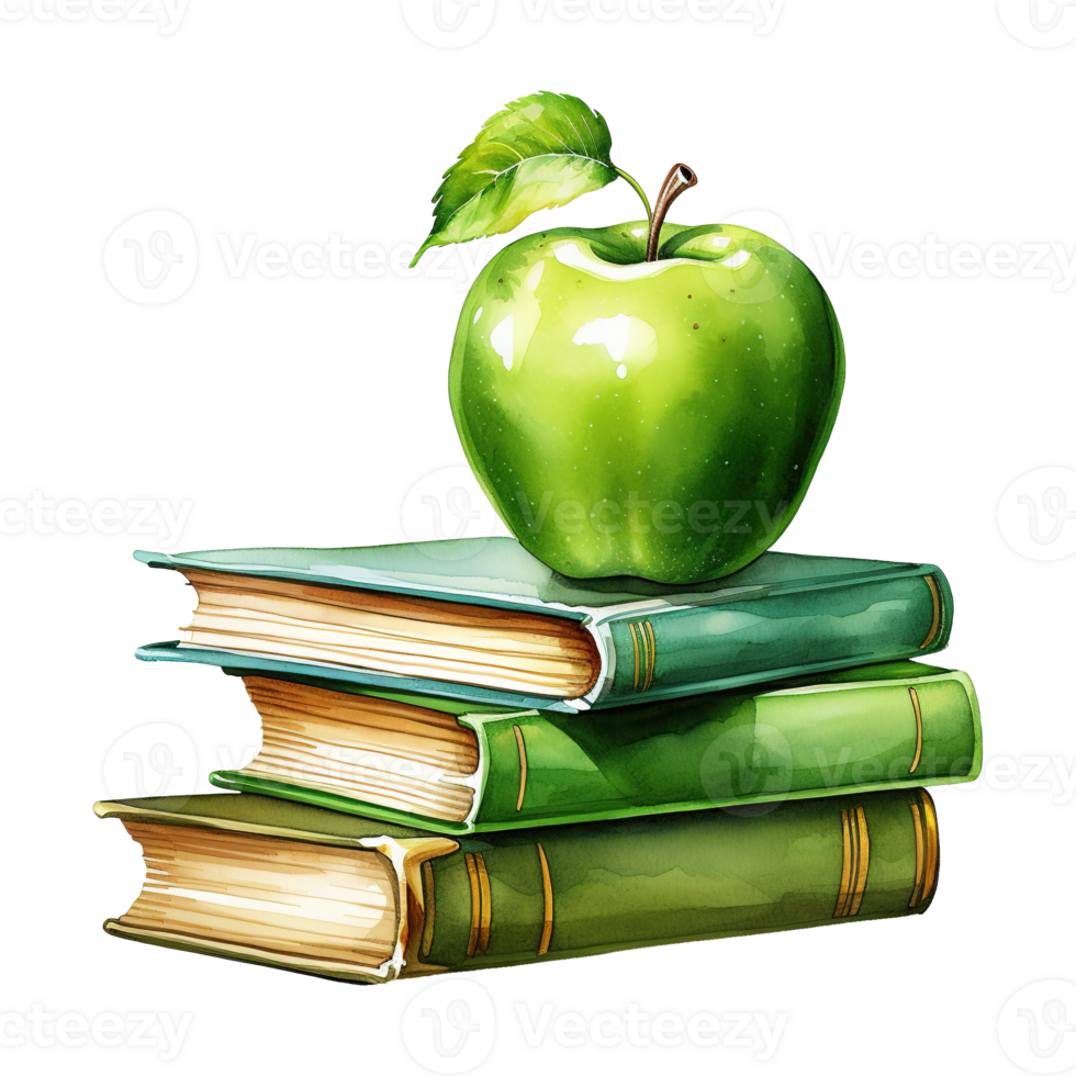 Apple On Books Illustration png