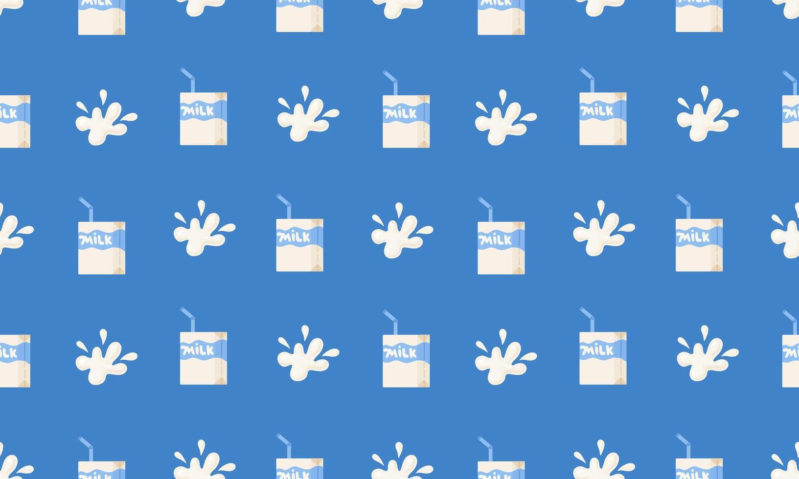 Seamless pattern with Milk. Milk box. Dairy drops and splash.World milk day. 1 June. National dairy month. illustration in flat hand drawn style vector