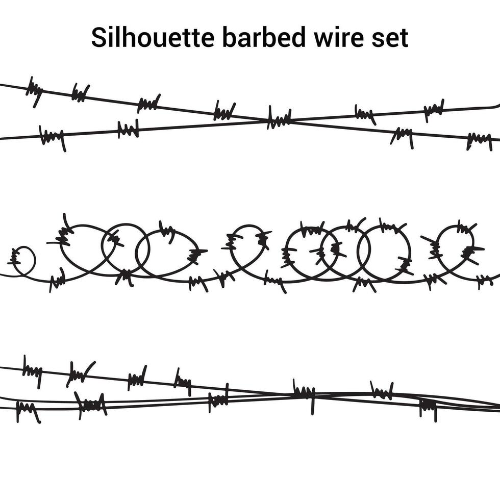 Barbed wire set isolated on white background silhouette, background. Barbed wire vector