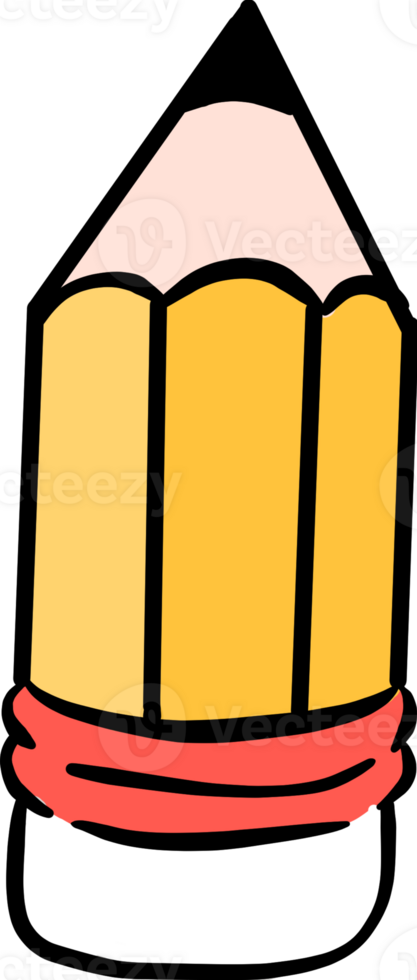 Yellow pencil upright with eraser png