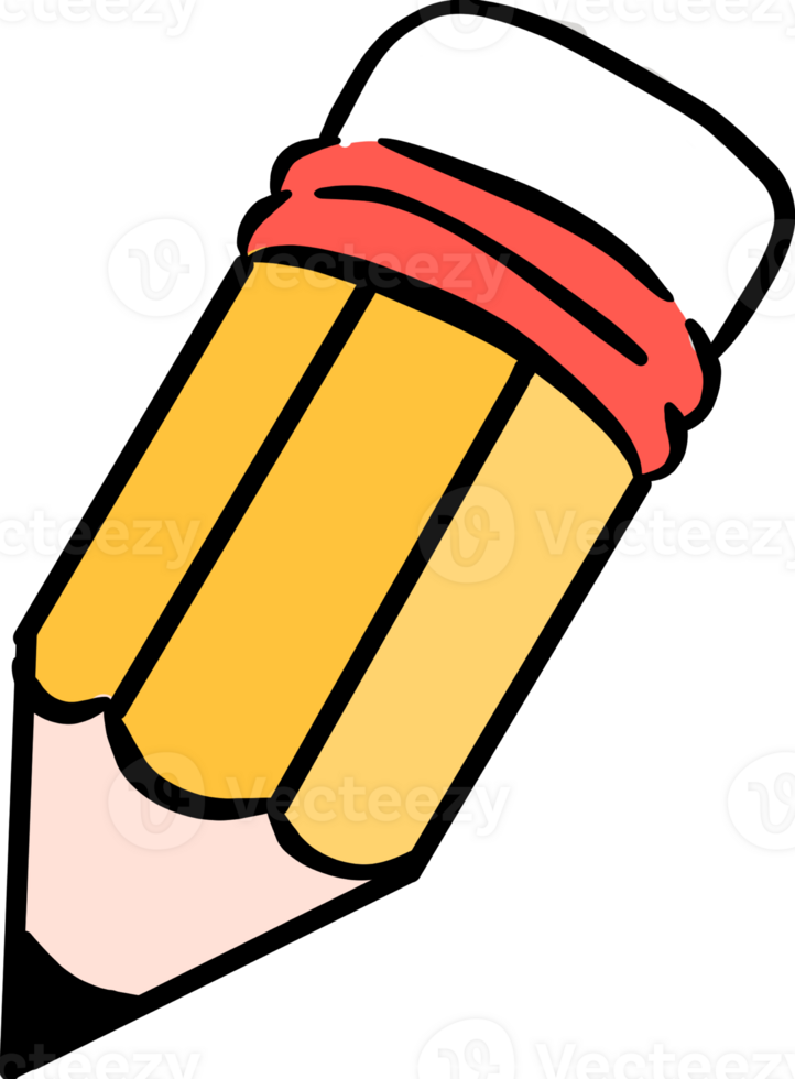 Yellow pencil with eraser png