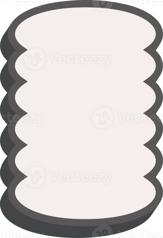 Wavy rectangle frame. Scallop edge box. Outline squiggle border. Groovy zigzag abstract shape. Cute square aesthetic banner. Retro art. png