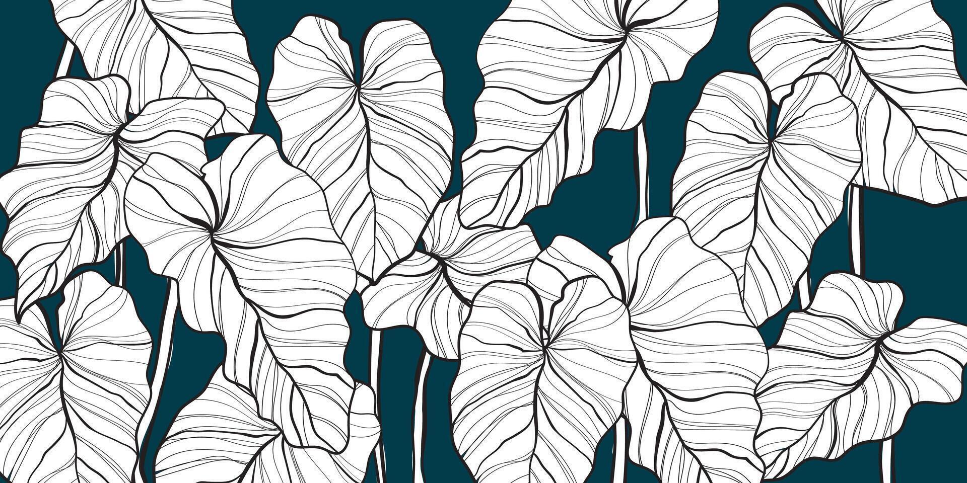 Nature leaves line art background patern vector