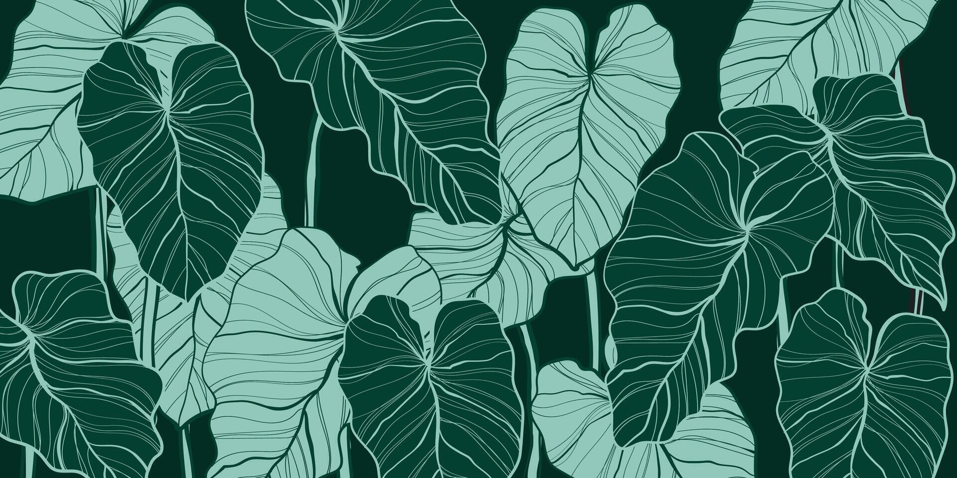 Nature leaves line art background patern vector