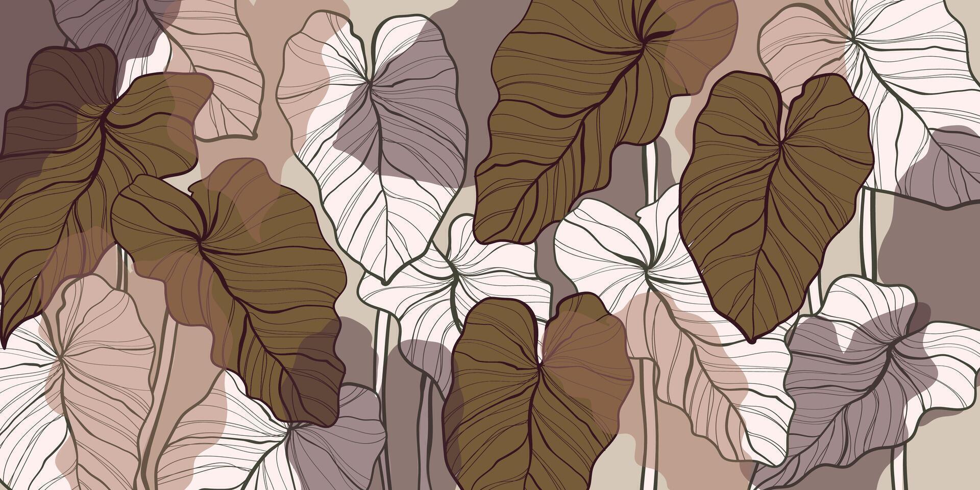 Nature leaves line art background patern vector
