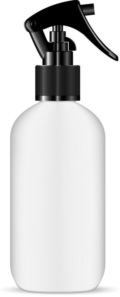 Trigger Pistol Spray White Plastic Bottle. Hair Treatment Ingredient Moisture Jar. Isolated 3d Pack. Aromatic Essence Container with Beauty Nutrition Vitamin. vector