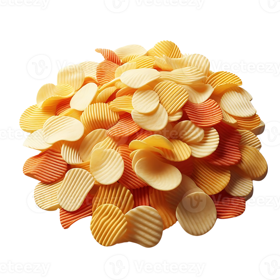 A wide range of delicious chips potato and corn. A great choice for parties and snacks. Top view. png