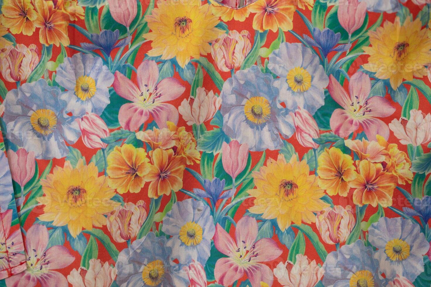 Print of floral on fabric. photo