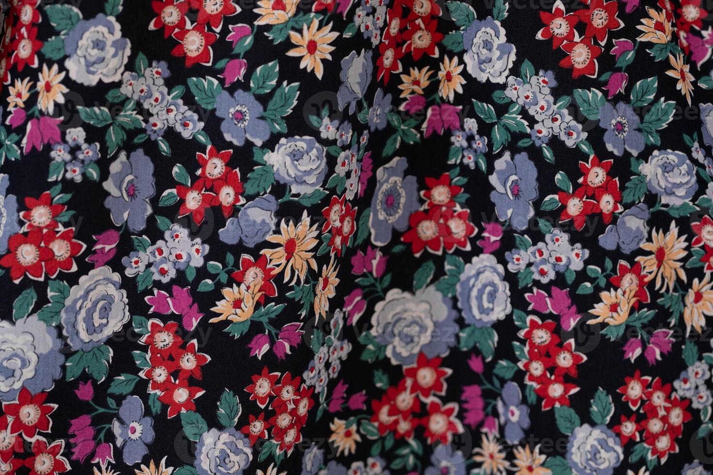 tropical flower print on fabric photo