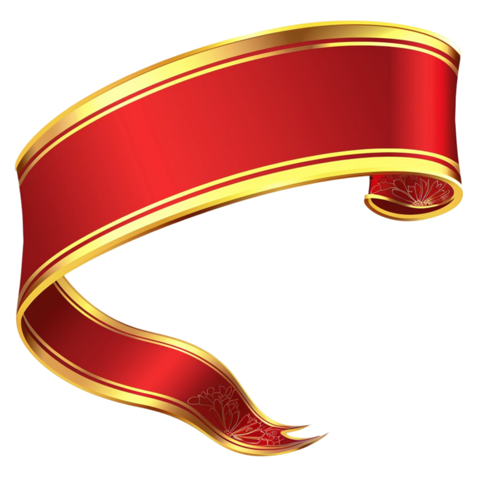 Luxurious 3D Red Ribbon for Festive Compositions isolated at transparent background png