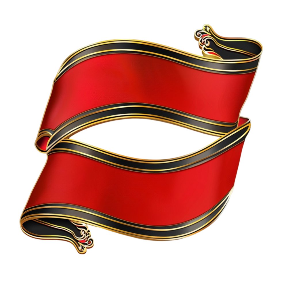 3d red ribbon with realistic texture for composition isolated at transparent background png