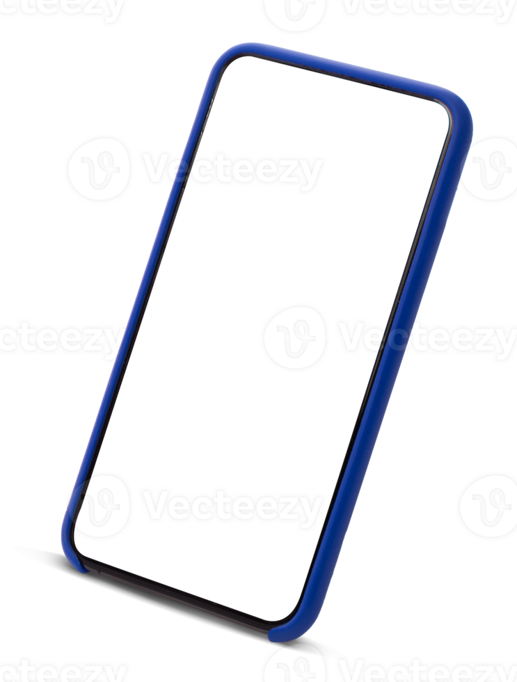 Studio shot of Smartphone with blank white screen for Infographic, Business, App, png