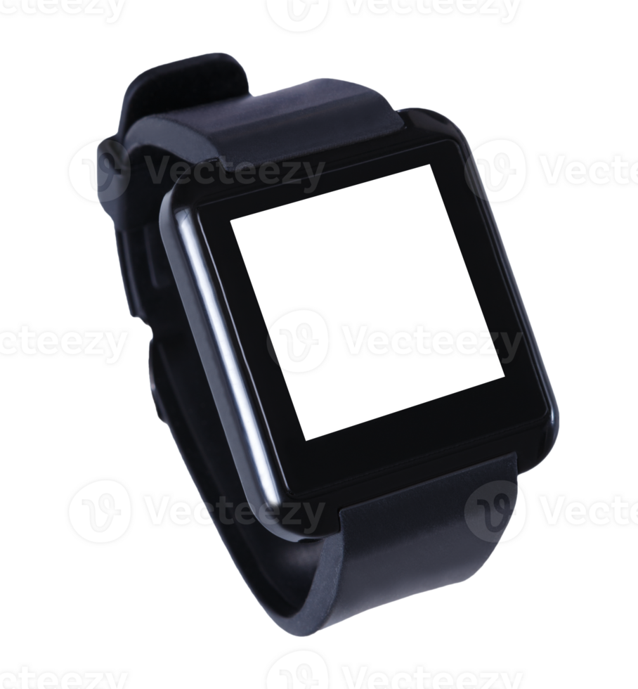 Wireless smart watch on transparent background with transparent screen, png