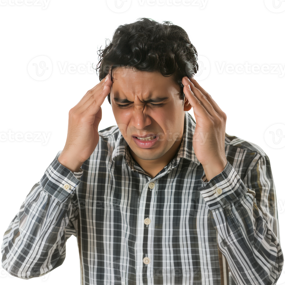 Man having headache, transparent background png