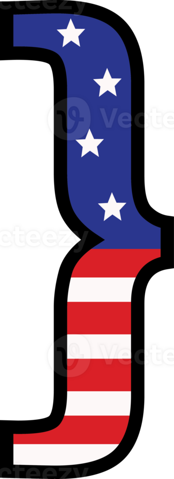 American flag alphabets and punctuation 4th of July Indedendence day png
