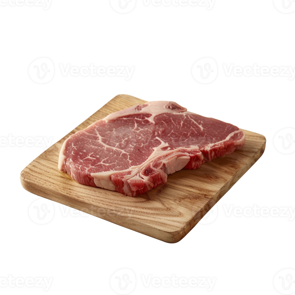 Beef on wooden tray isolated png