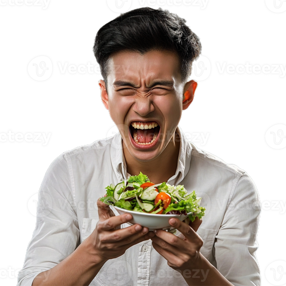 Mens aan het eten salade png