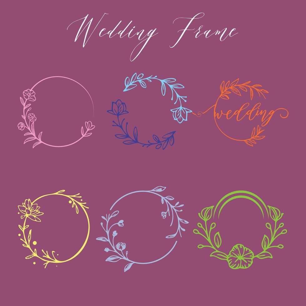 Wedding frame with flowers and leaves vector