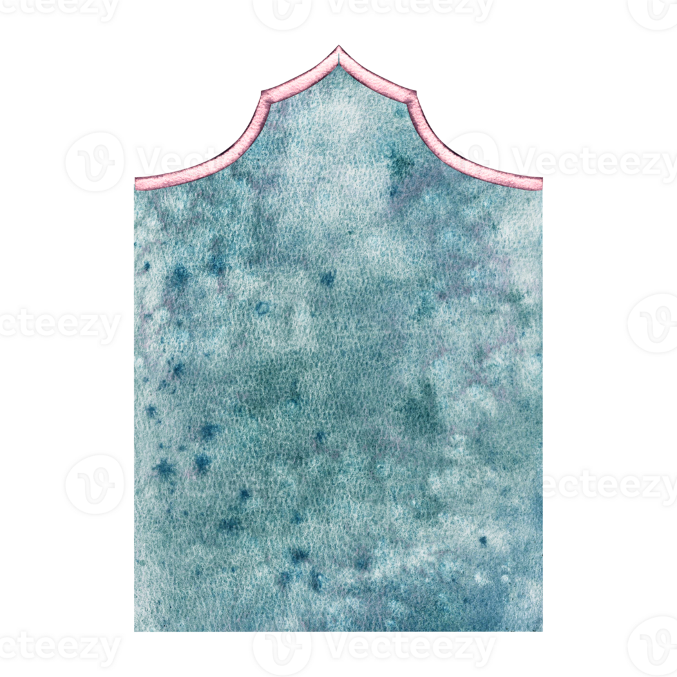 The empty facade of a brick house without windows and doors. An old European blue house in a vintage style. The watercolor illustration is made by hand. Isolate it. A design element. png
