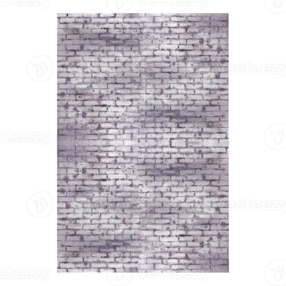 A brick wall. An empty gray wall. The watercolor illustration is made by hand. Highlight it. Design element. png