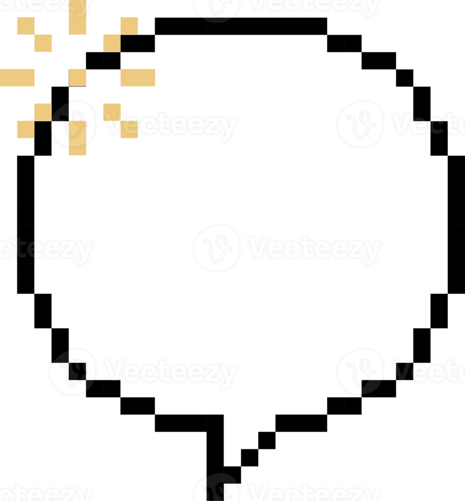 8bit retro game pixel speech bubble balloon icon sticker memo keyword planner text box banner png