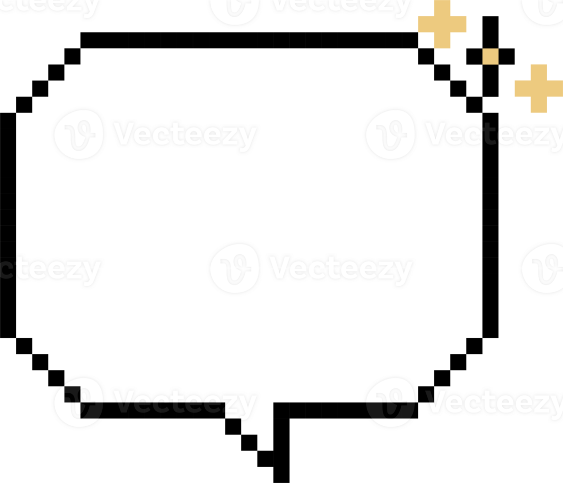 8bit retro game pixel speech bubble balloon icon sticker memo keyword planner text box banner png
