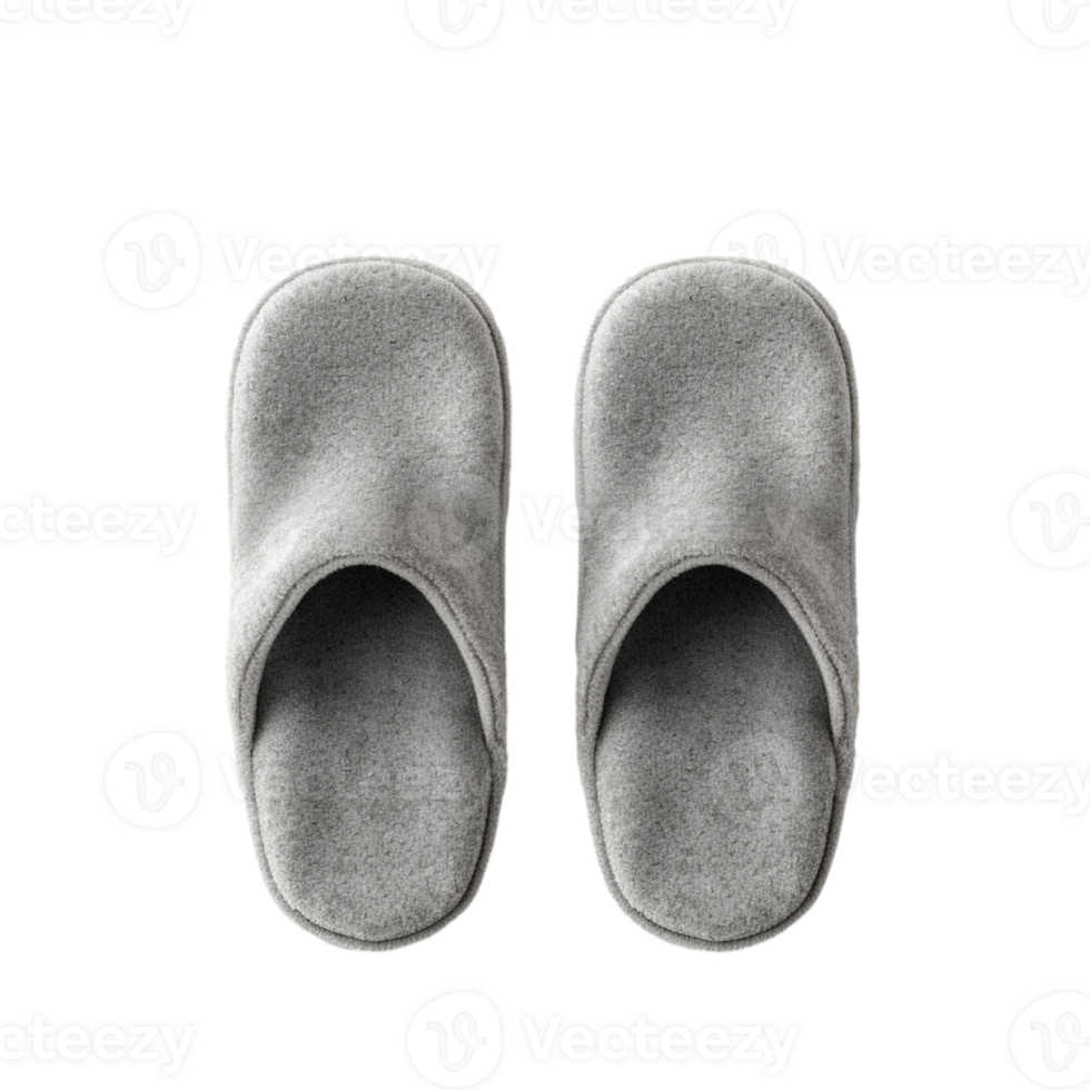 Cozy comfort awaits, soft gray slippers ready for relaxation png