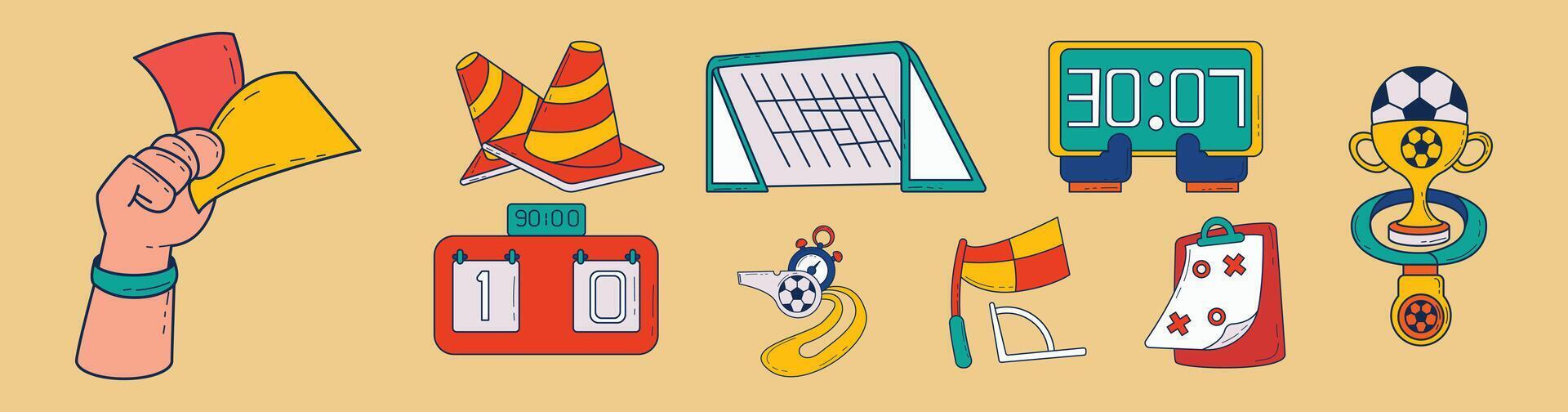 Set of Cartoon Football Competition Illustrations vector
