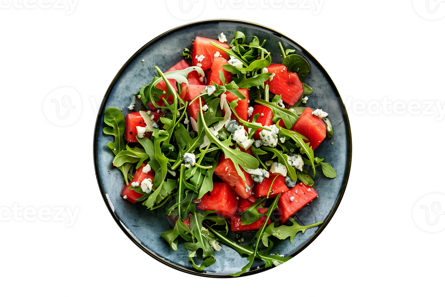 Salad with watermelon and cheese on a transparent background png