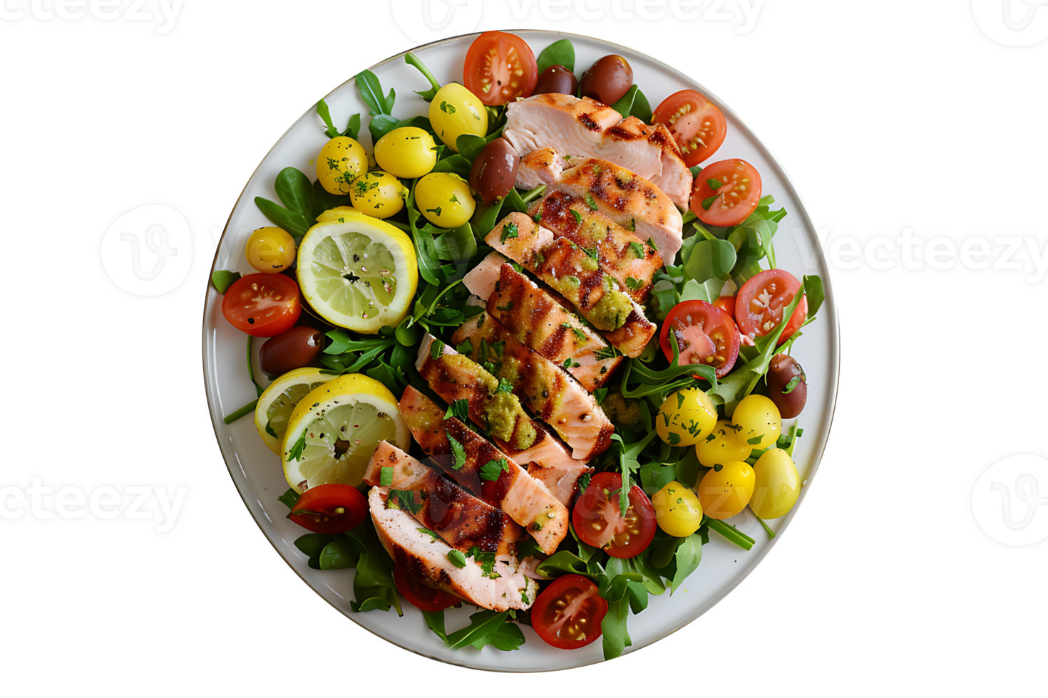 Classic Nicoise Salad with Dijon Mustard Vinaigrette Dressing on a transparent background png