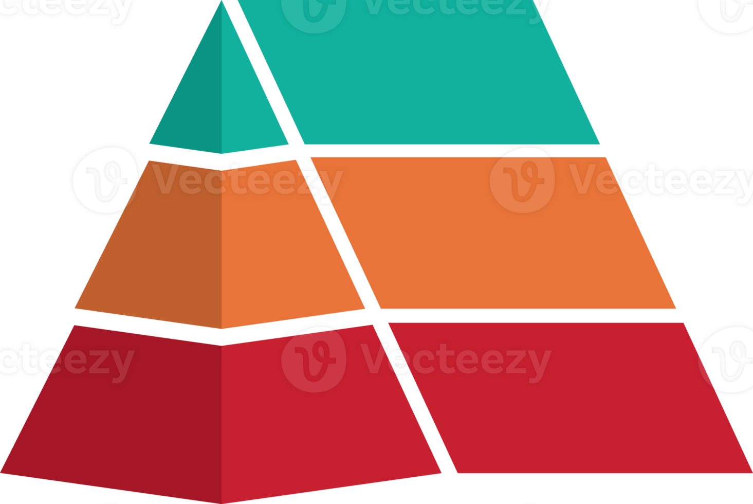 Transparent marketing pyramid infographic with options and steps. Layered chart illustration. Concept of strategic planning, progress, and performance png
