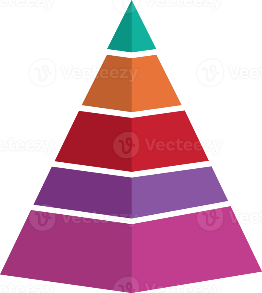 Transparent marketing pyramid infographic with options and steps. Layered chart illustration. Concept of strategic planning, progress, and performance png