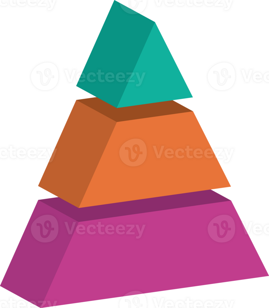 Transparent marketing pyramid infographic with options and steps. Layered chart illustration. Concept of strategic planning, progress, and performance png