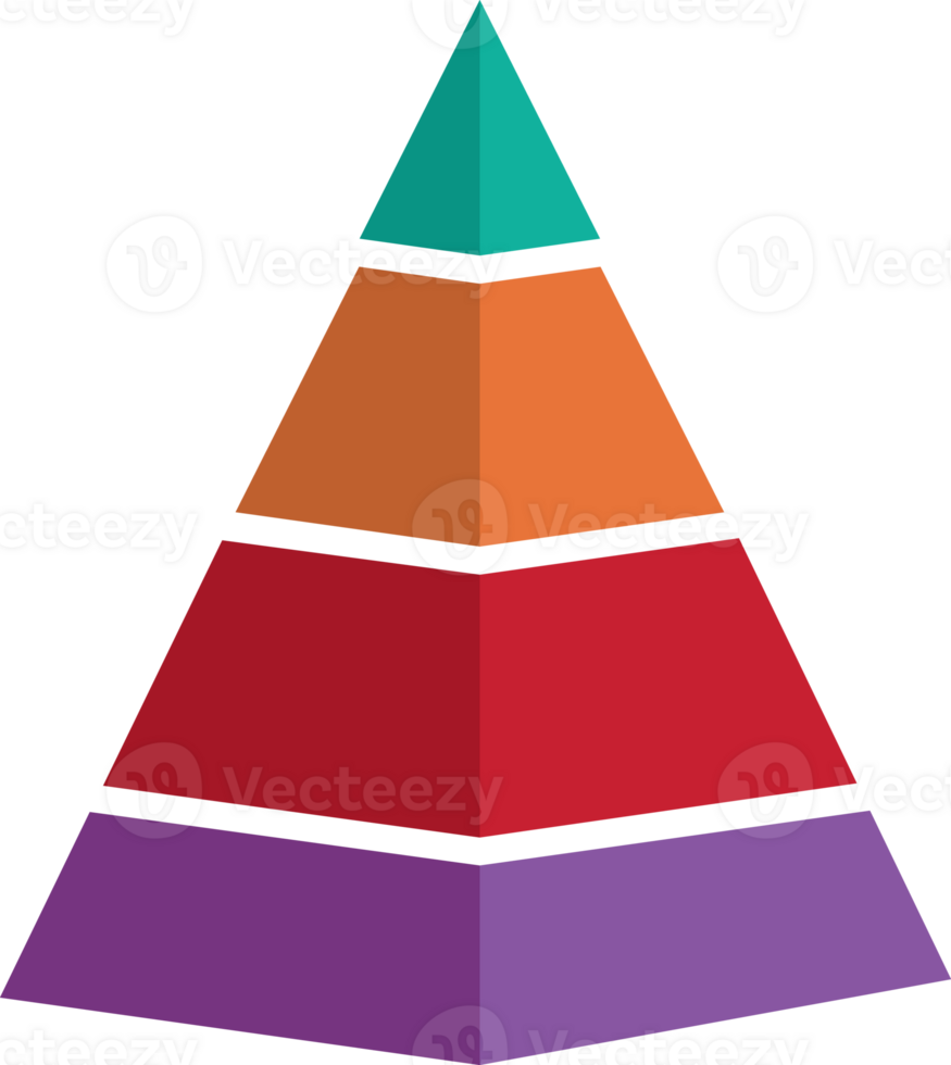 Transparent marketing pyramid infographic with options and steps. Layered chart illustration. Concept of strategic planning, progress, and performance png