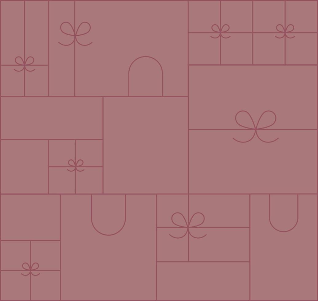 Art deco present composition drawing in linear style on coral background vector