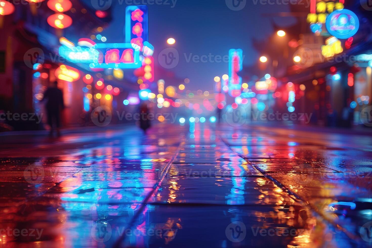 urban city bustling street with bright lights professional photography photo