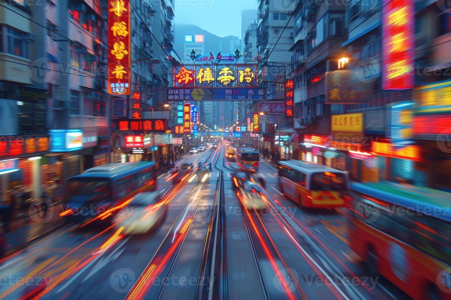 urban city bustling street with bright lights professional photography photo