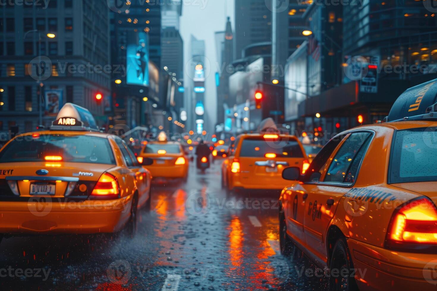 urban city bustling street with bright lights professional photography photo