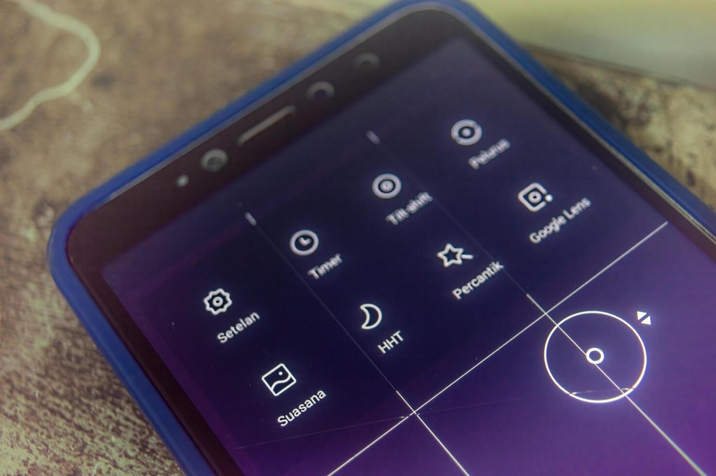 a smartphone that displays features in the camera application photo