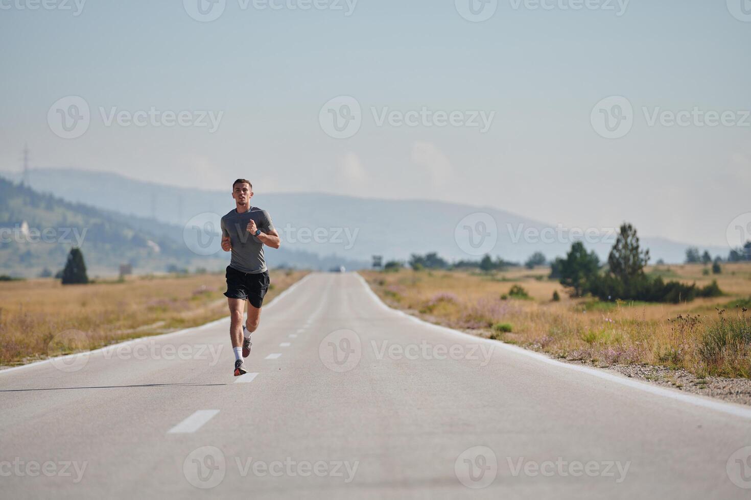 A dedicated marathon runner pushes himself to the limit in training. photo