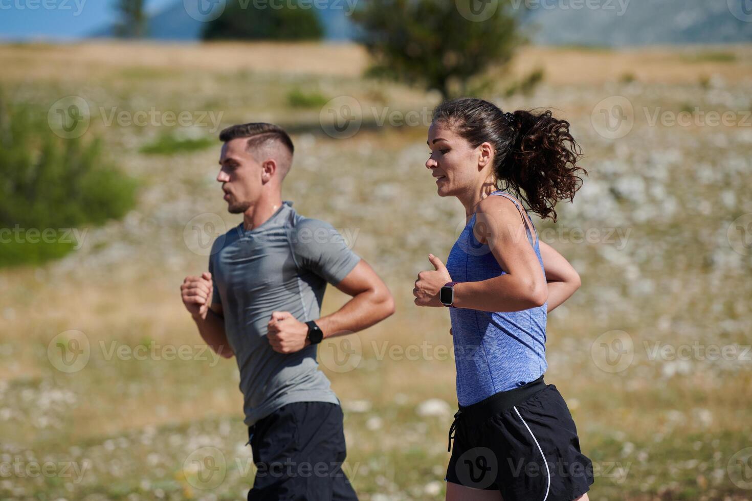 Dynamic Duo. Fitness-Ready Couple Embraces Confidence and Preparation for Upcoming Marathons photo