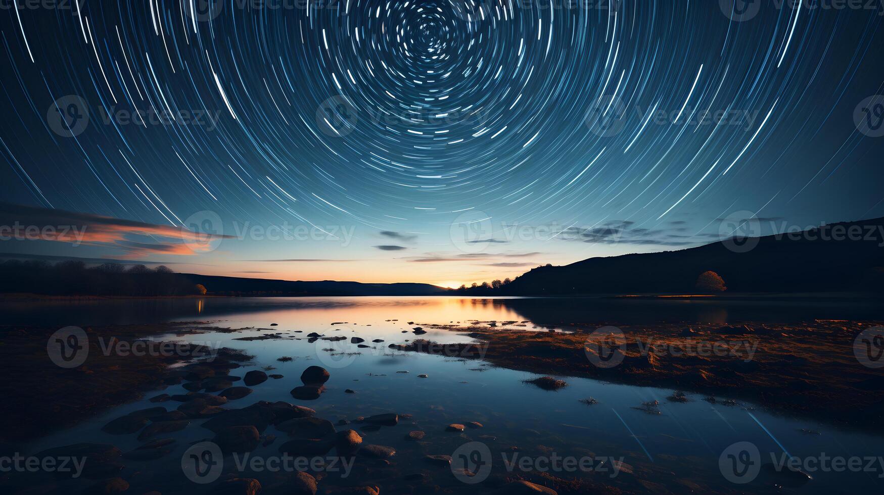 Night sky with stars made with long exposure photo