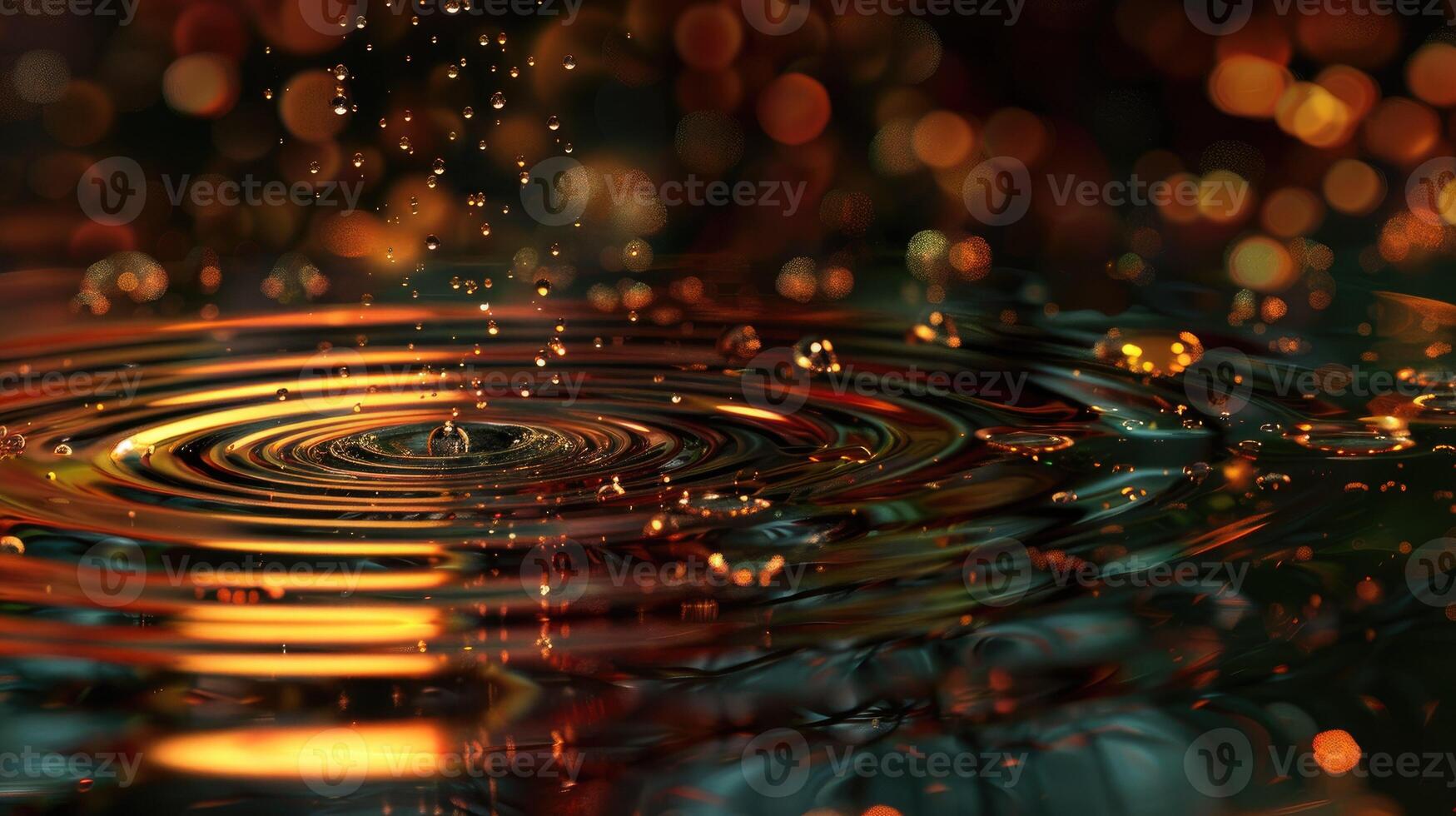 Binary raindrops creating ripples in a virtual pond photo