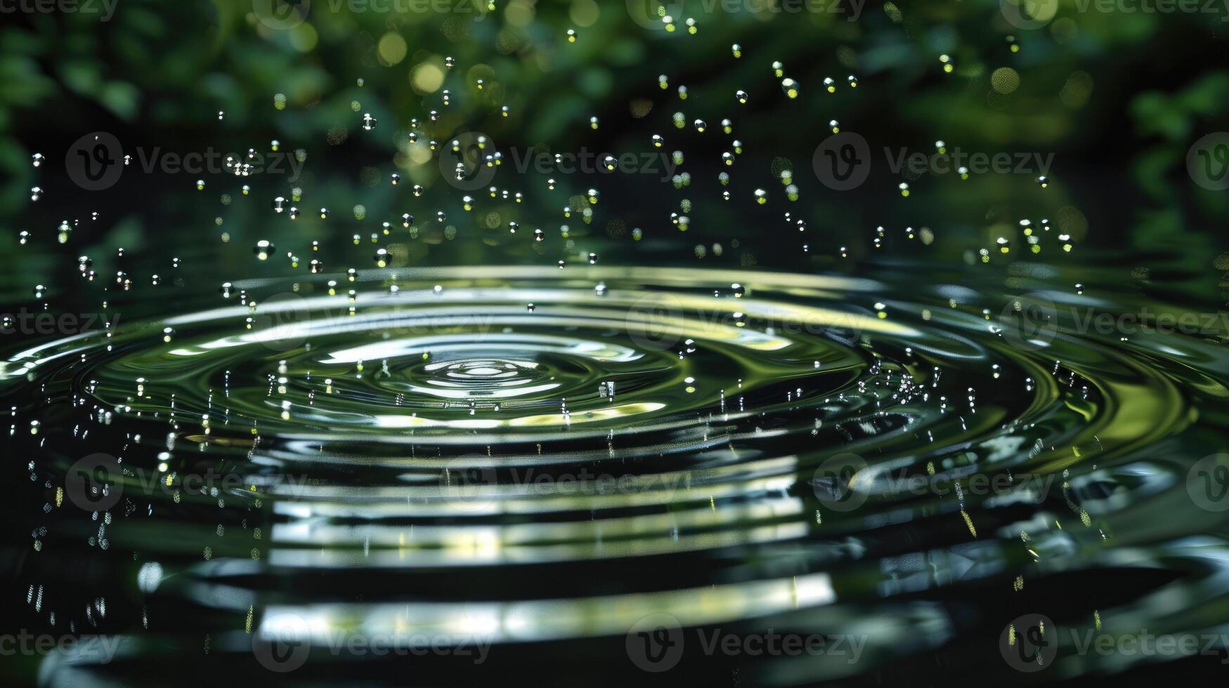 Binary raindrops creating ripples in a virtual pond photo