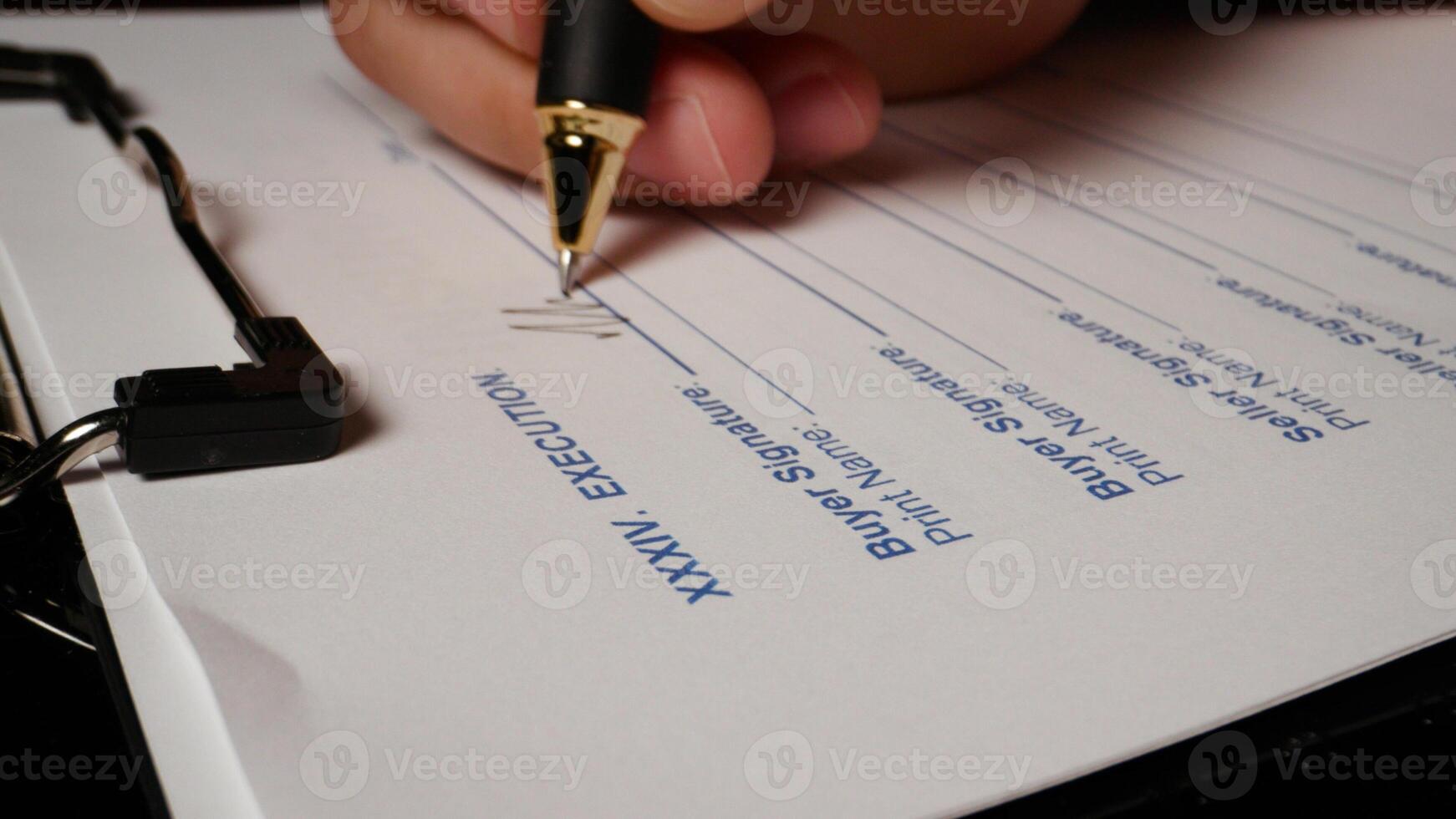 6 photo hispanic male hand filling out writing signature contract form