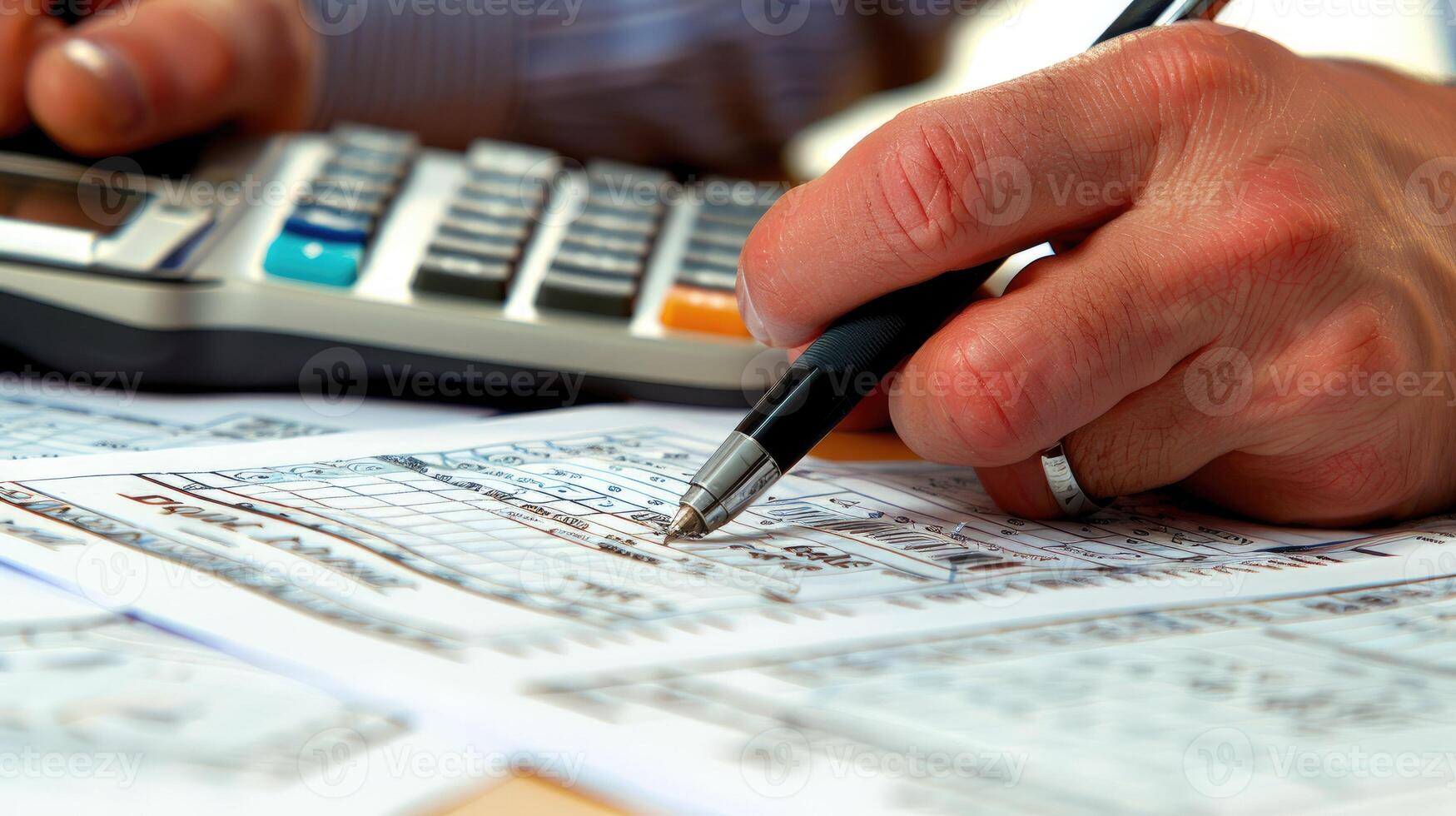 Accountant working on tax calculation photo